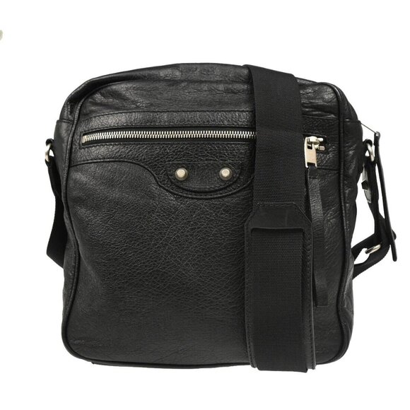 Balenciaga Black Leather Messenger Shoulder Bag 390925-1000-D-528147 144498